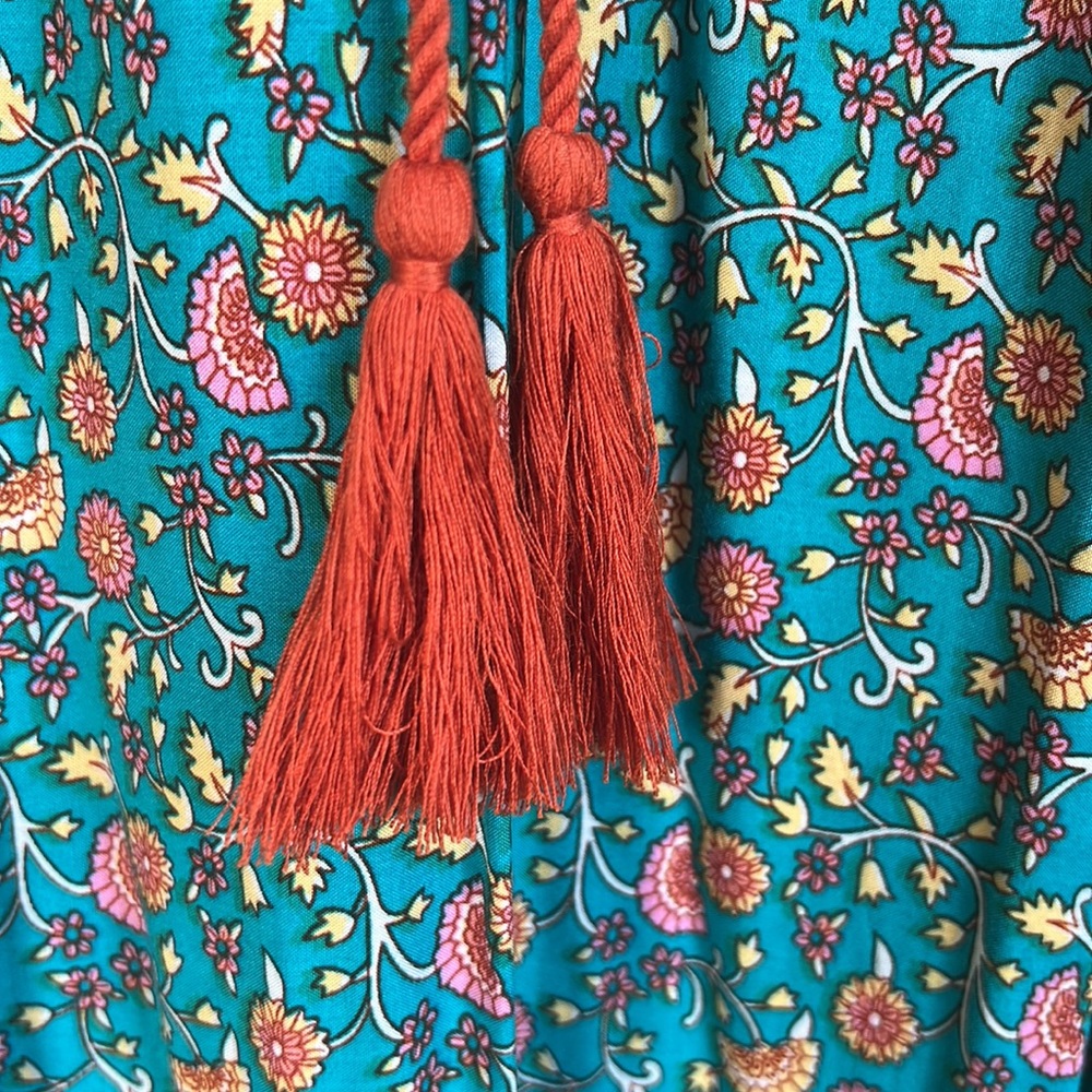 Teal and orange block print boho dress - Picture 6 of 10